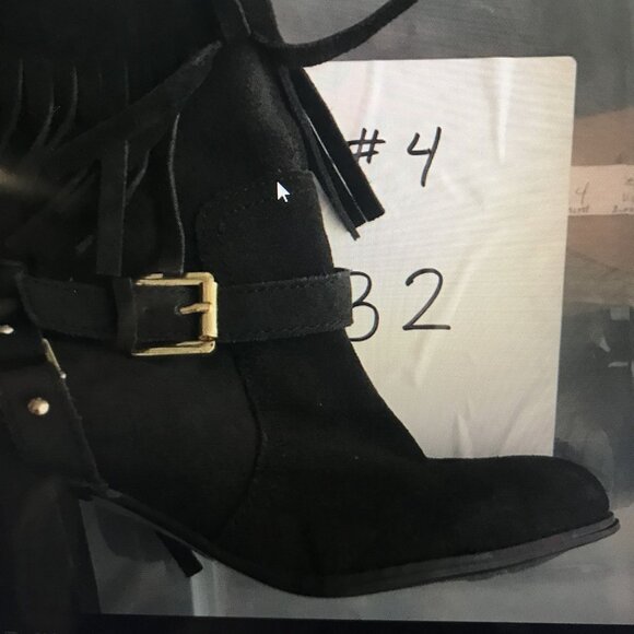 Lauren Ralph Lauren Black Suede Leather Fringe Heeled Ankle Boots Womens  7 - Picture 11 of 11